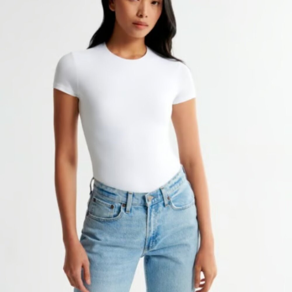 NWT Abercrombie Soft Matte Seamless Tee Bodysuit | White, Medium